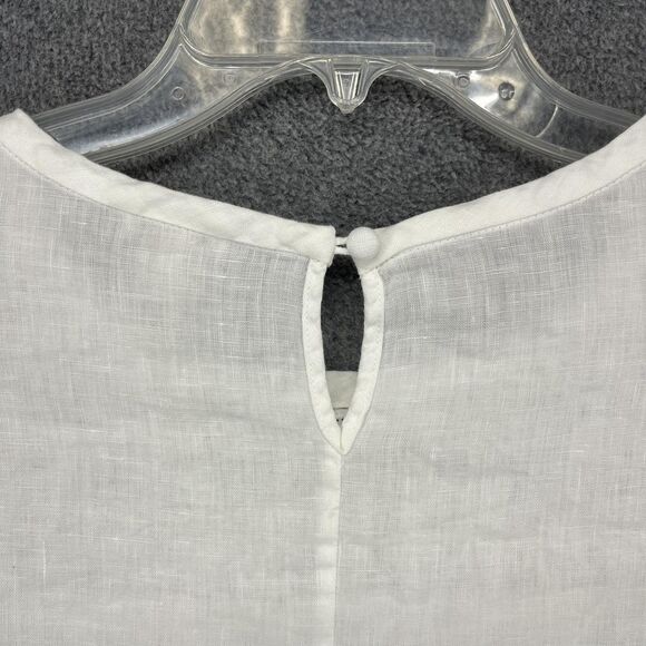 J.Crew Blouse Womens 4 White Linen Lace Short Sleeve Crochet‎ Summer Boho Top - Picture 12 of 16